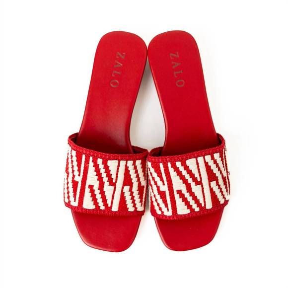 NEW HOUSE OF ZALO women's playa slide sandal in red/natural - Picture 1 of 3